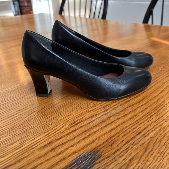 ⭐️ Ros Hommerson Valeda Chunky Low Heel Round Toe Black Kidskin Heel Size 6 - Picture 15 of 15